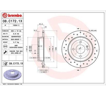 08.C172.1X
BREMBO
Tarcza hamulcowa
