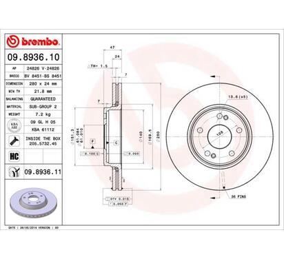 09.8936.11
BREMBO
Tarcza hamulcowa
