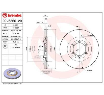 09.6866.20
BREMBO
Tarcza hamulcowa
