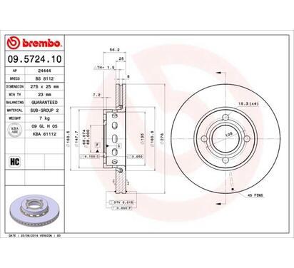 09.5724.10
BREMBO
Tarcza hamulcowa
