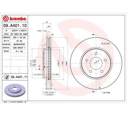 09.A401.11
BREMBO
Tarcza hamulcowa
