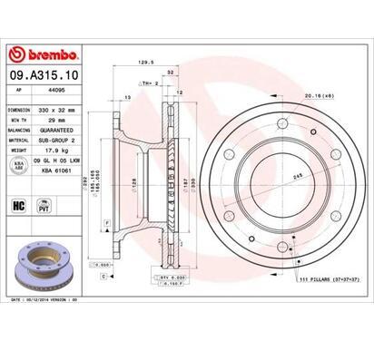 09.A315.10
BREMBO
Tarcza hamulcowa
