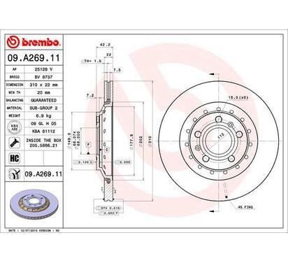 09.A269.11
BREMBO
Tarcza hamulcowa
