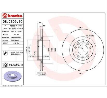 08.C309.11
BREMBO
Tarcza hamulcowa
