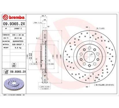 09.9365.2X
BREMBO
Tarcza hamulcowa
