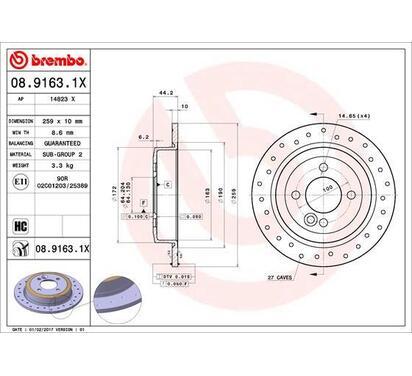 08.9163.1X
BREMBO
Tarcza hamulcowa
