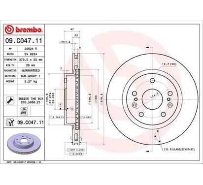 09.C047.11
BREMBO
Tarcza hamulcowa
