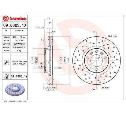 09.8303.1X
BREMBO
Tarcza hamulcowa
