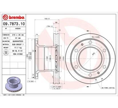 09.7873.10
BREMBO
Tarcza hamulcowa
