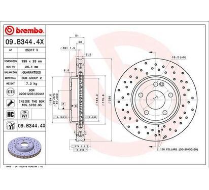 09.B344.4X
BREMBO
Tarcza hamulcowa
