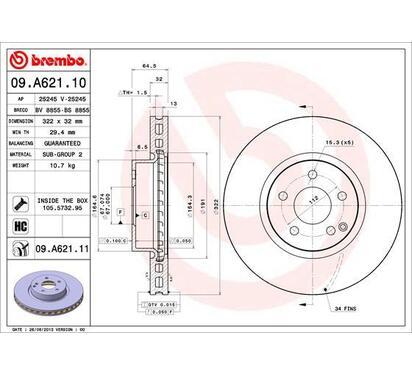 09.A621.11
BREMBO
Tarcza hamulcowa
