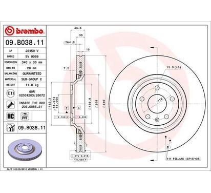 09.B038.11
BREMBO
Tarcza hamulcowa
