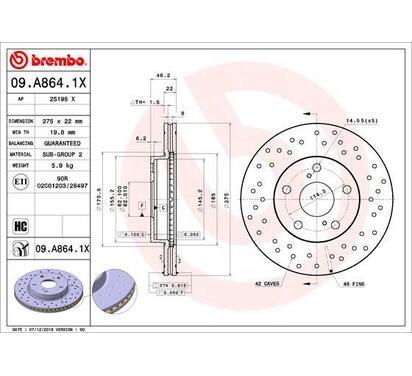 09.A864.1X
BREMBO
Tarcza hamulcowa
