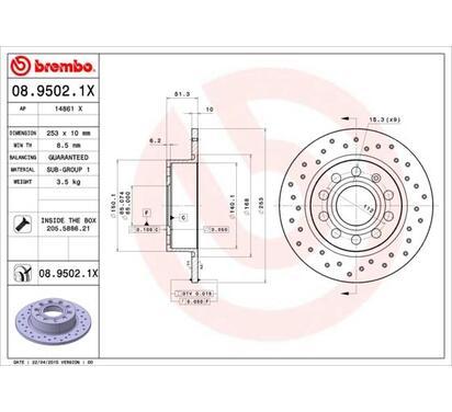 08.9502.1X
BREMBO
Tarcza hamulcowa
