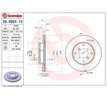 09.6905.10
BREMBO
Tarcza hamulcowa
