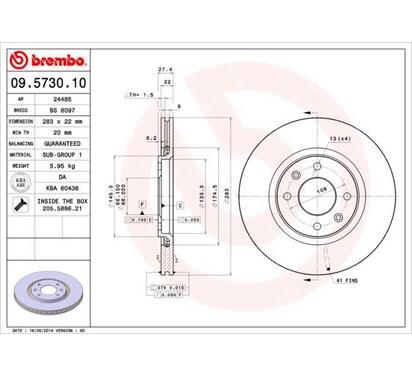 09.5730.10
BREMBO
Tarcza hamulcowa
