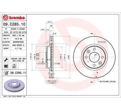 09.C285.11
BREMBO
Tarcza hamulcowa
