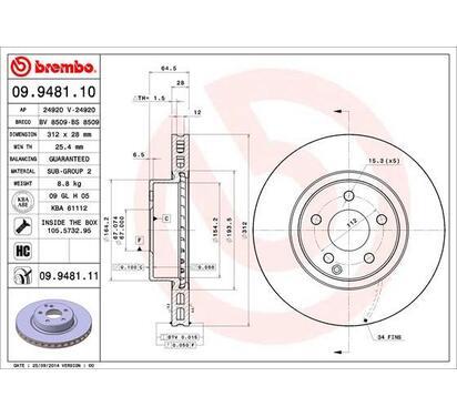 09.9481.11
BREMBO
Tarcza hamulcowa
