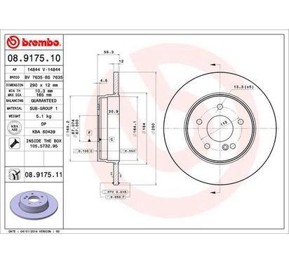 08.9175.11
BREMBO
Tarcza hamulcowa
