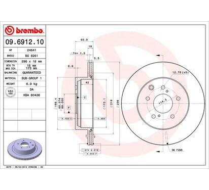 09.6912.10
BREMBO
Tarcza hamulcowa
