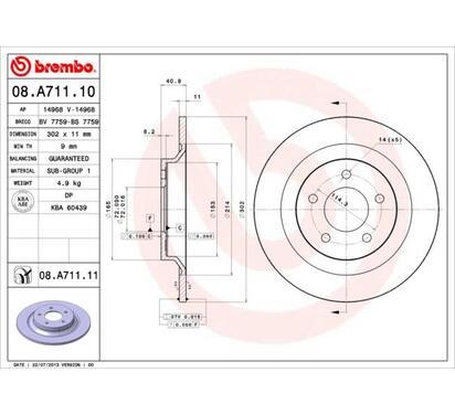 08.A711.11
BREMBO
Tarcza hamulcowa
