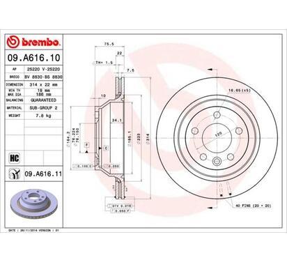 09.A616.11
BREMBO
Tarcza hamulcowa
