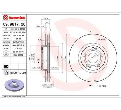 09.9817.21
BREMBO
Tarcza hamulcowa
