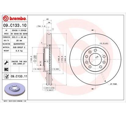 09.C133.11
BREMBO
Tarcza hamulcowa
