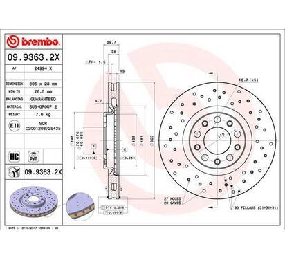 09.9363.2X
BREMBO
Tarcza hamulcowa
