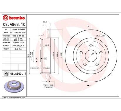 08.A863.11
BREMBO
Tarcza hamulcowa
