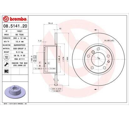 08.5141.20
BREMBO
Tarcza hamulcowa
