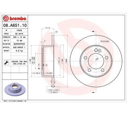 08.A651.10
BREMBO
Tarcza hamulcowa
