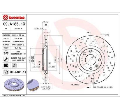 09.A185.1X
BREMBO
Tarcza hamulcowa
