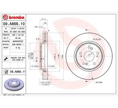 09.A866.11
BREMBO
Tarcza hamulcowa
