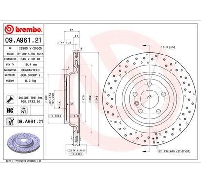 09.A961.21
BREMBO
Tarcza hamulcowa
