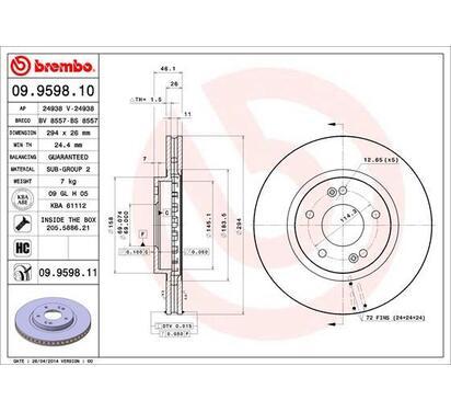 09.9598.11
BREMBO
Tarcza hamulcowa
