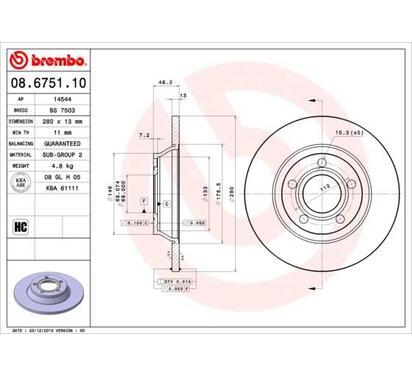 08.6751.10
BREMBO
Tarcza hamulcowa
