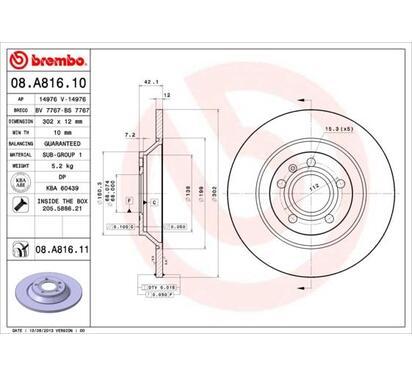 08.A816.11
BREMBO
Tarcza hamulcowa
