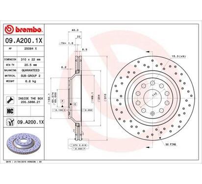 09.A200.1X
BREMBO
Tarcza hamulcowa
