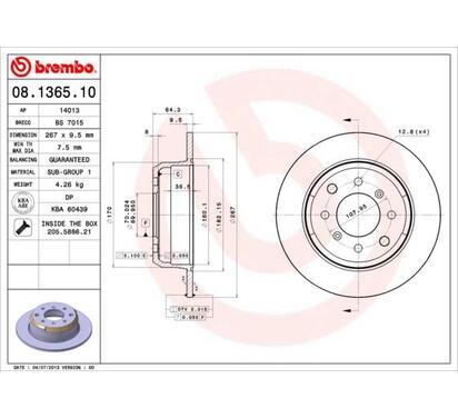 08.1365.10
BREMBO
Tarcza hamulcowa
