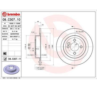 08.C307.11
BREMBO
Tarcza hamulcowa
