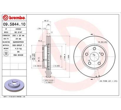 09.5844.10
BREMBO
Tarcza hamulcowa
