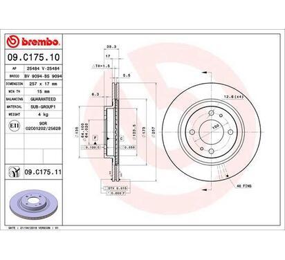 09.C175.11
BREMBO
Tarcza hamulcowa
