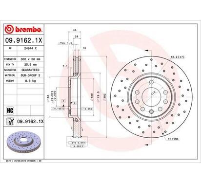 09.9162.1X
BREMBO
Tarcza hamulcowa
