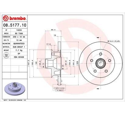 08.5177.10
BREMBO
Tarcza hamulcowa
