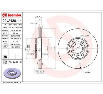 09.A428.11
BREMBO
Tarcza hamulcowa
