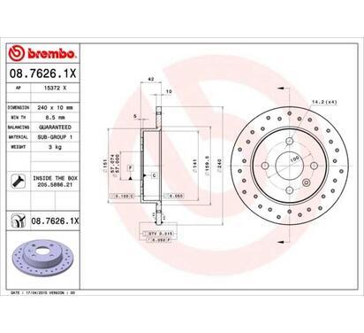 08.7626.1X
BREMBO
Tarcza hamulcowa
