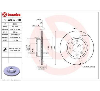 09.A867.10
BREMBO
Tarcza hamulcowa
