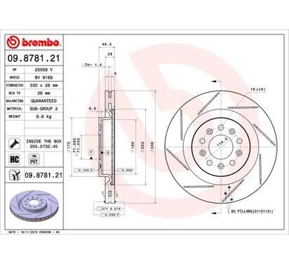 09.8781.21
BREMBO
Tarcza hamulcowa
