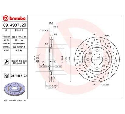 09.4987.2X
BREMBO
Tarcza hamulcowa
